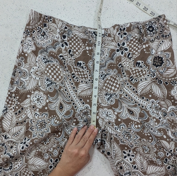 Talbots Cotton Brown Allover Print High Rise Pants Lightweight Casual Fall 12 - Picture 4 of 10